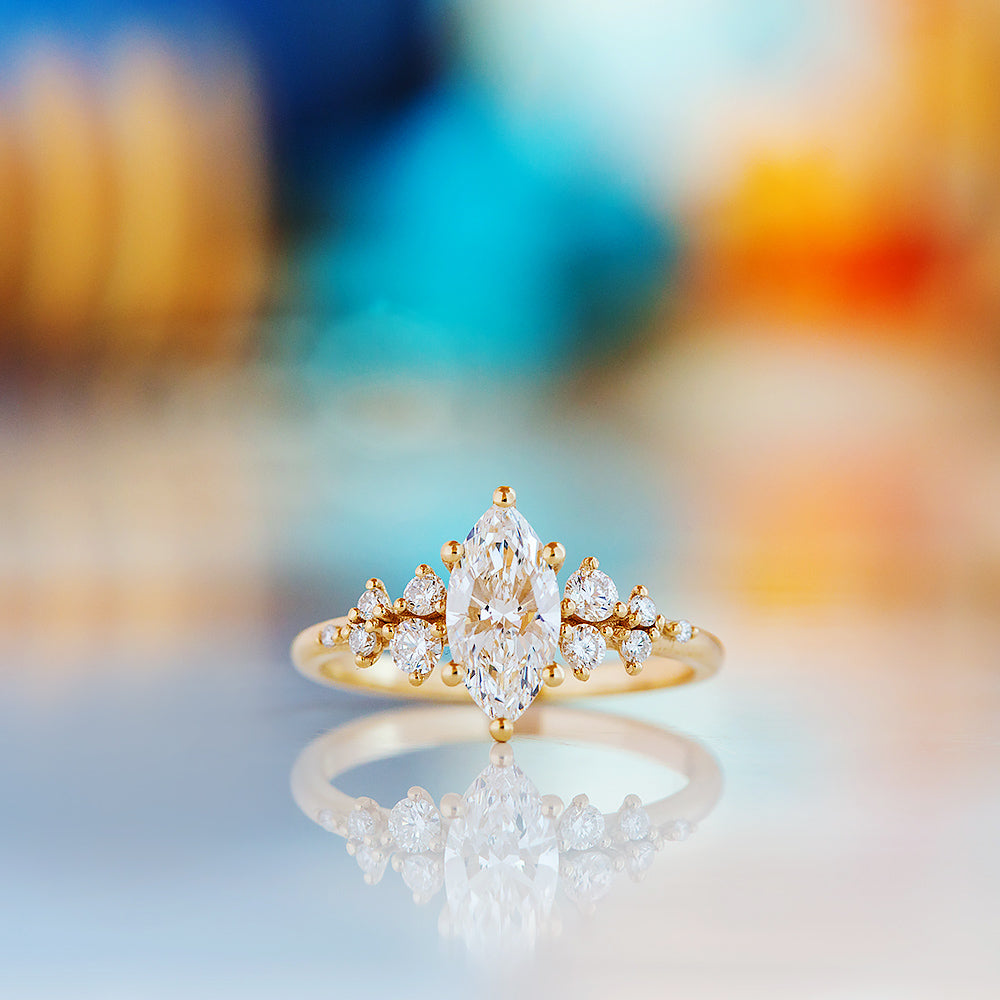 Lucia, a Marquise cut Lab Diamond Engagement Ring - Victoria's Jewellery