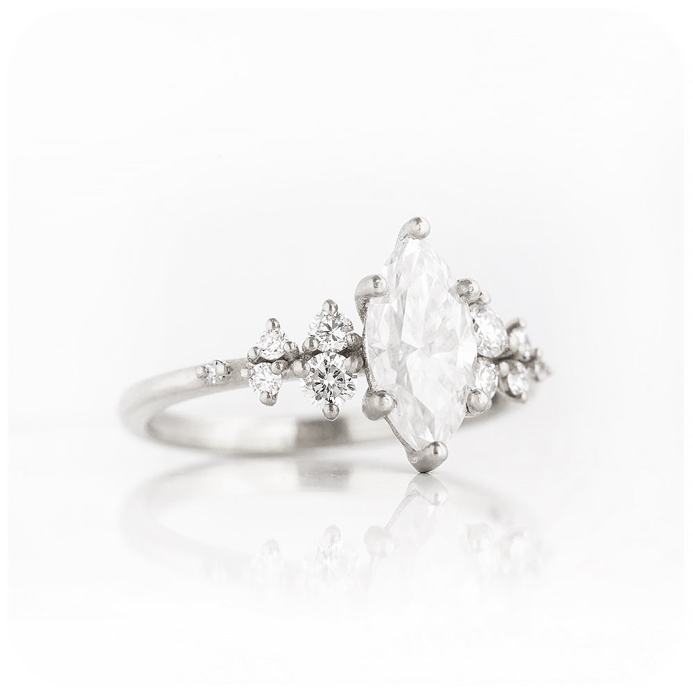 Marquise cut Lab Diamond Engagement Ring in White Gold - Victoria's Jewellery