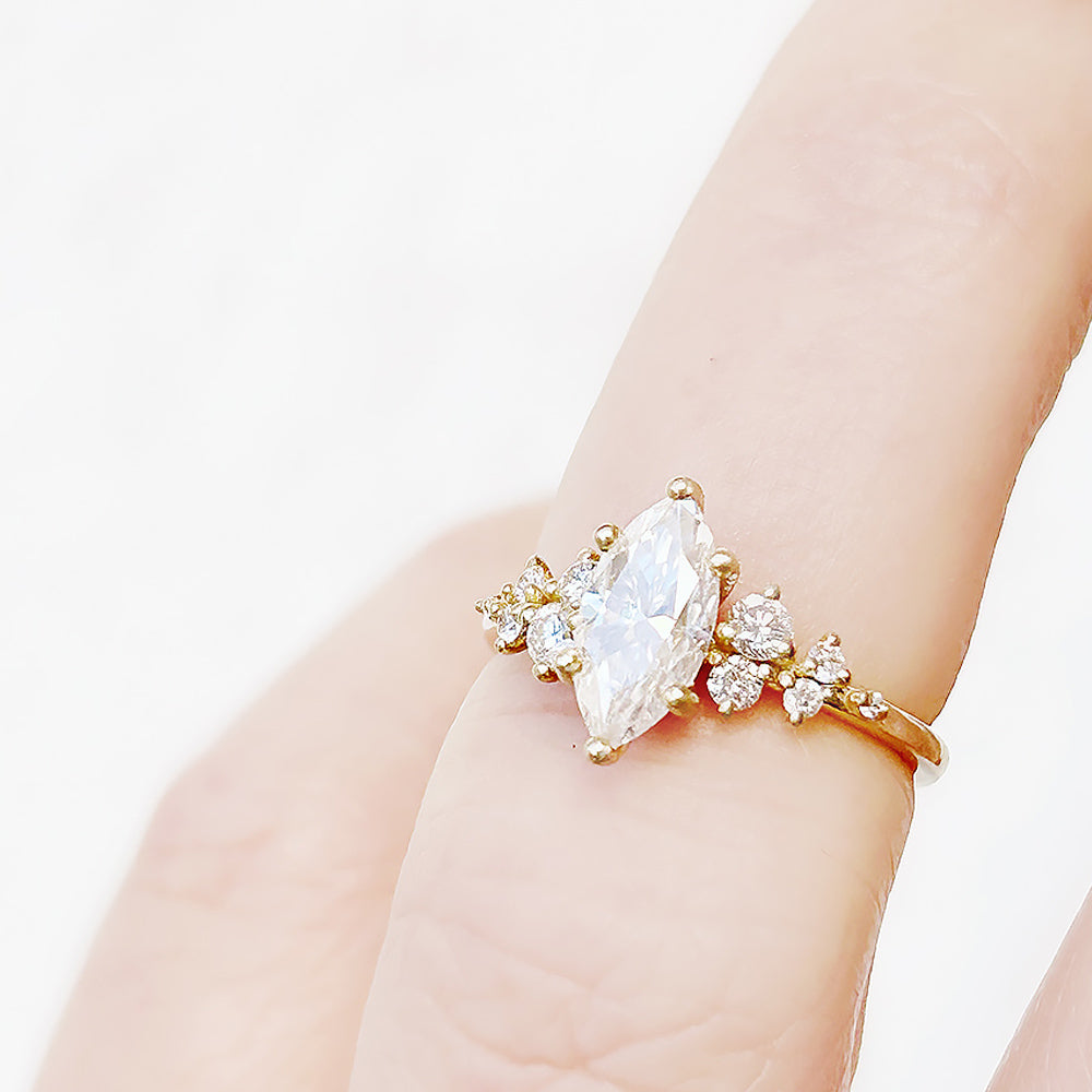 Lucia, a Marquise cut Lab Diamond Engagement Ring - Victoria's Jewellery