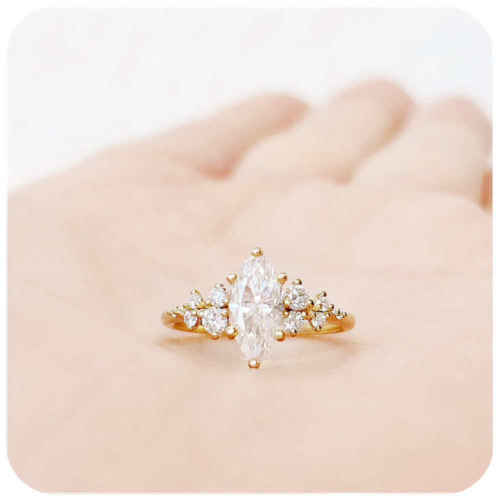 Marquise cut Lab Diamond Engagement Ring in Yellow Gold - Victoria's Jewellery