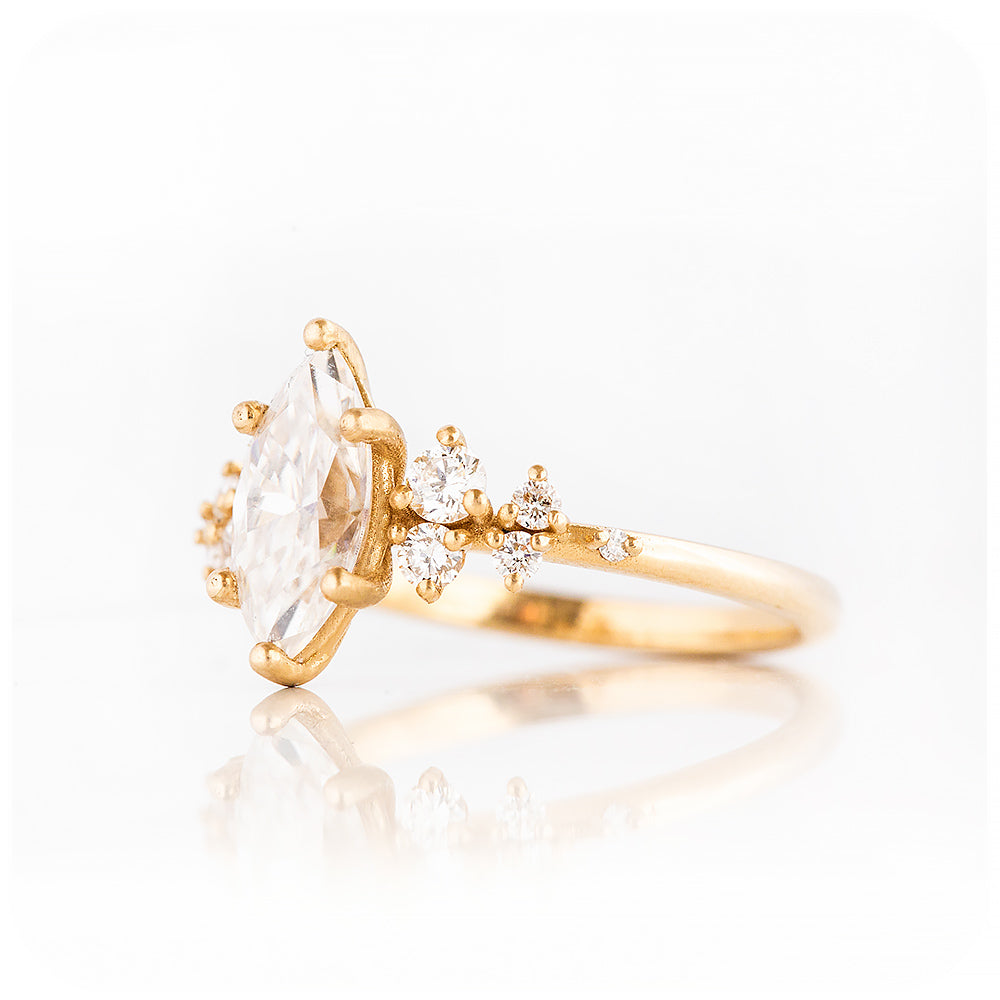 Marquise cut Lab Diamond Engagement Ring in Yellow Gold - Victoria's Jewellery