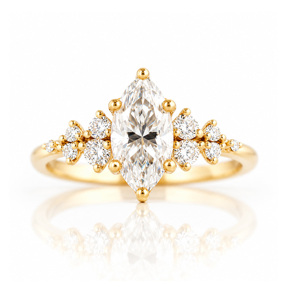 Lucia, a Marquise cut Lab Diamond Engagement Ring - Victoria's Jewellery