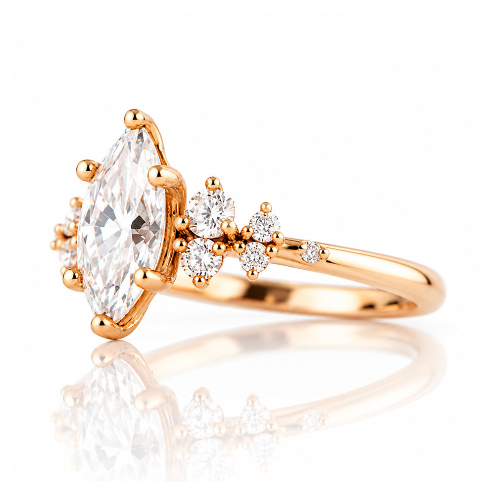 Lucia, a Marquise cut Lab Diamond Engagement Ring - Victoria's Jewellery
