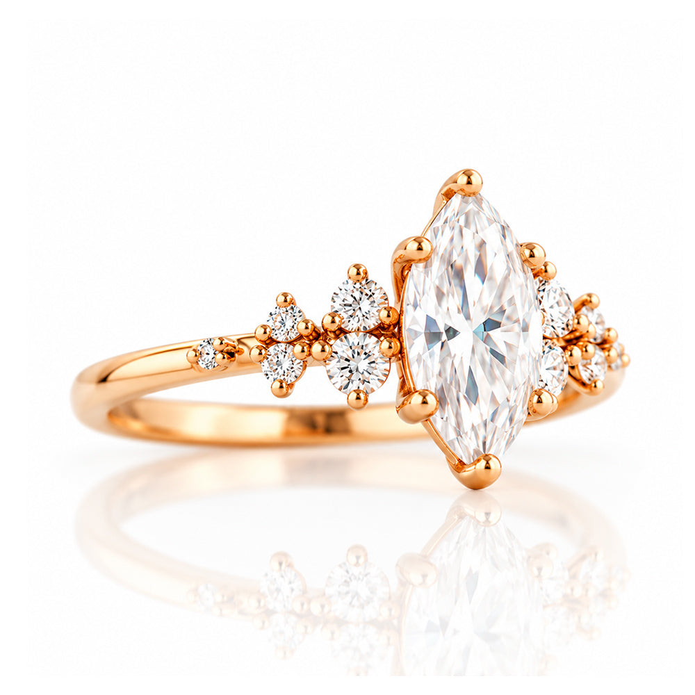Lucia, a Marquise cut Lab Diamond Engagement Ring - Victoria's Jewellery