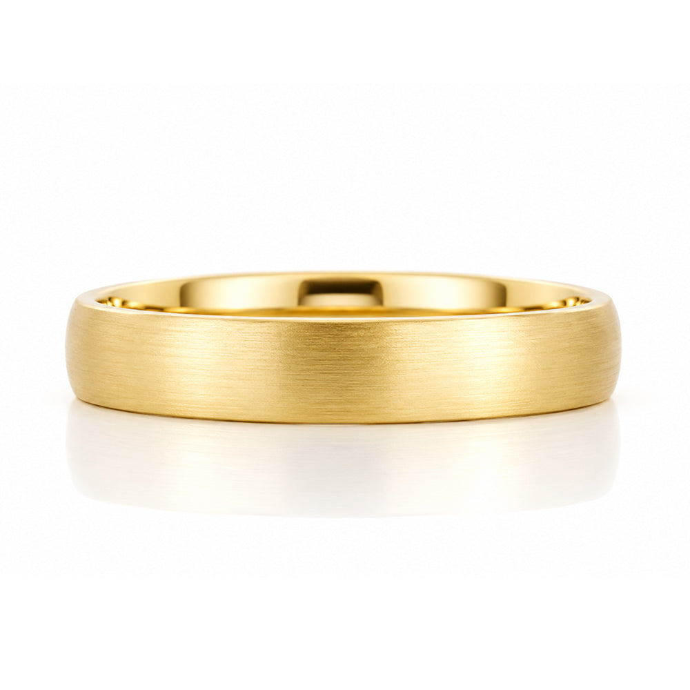 James, a Men's Comfort Fit Gold Wedding Band - Brushed - Victoria's Jewellery