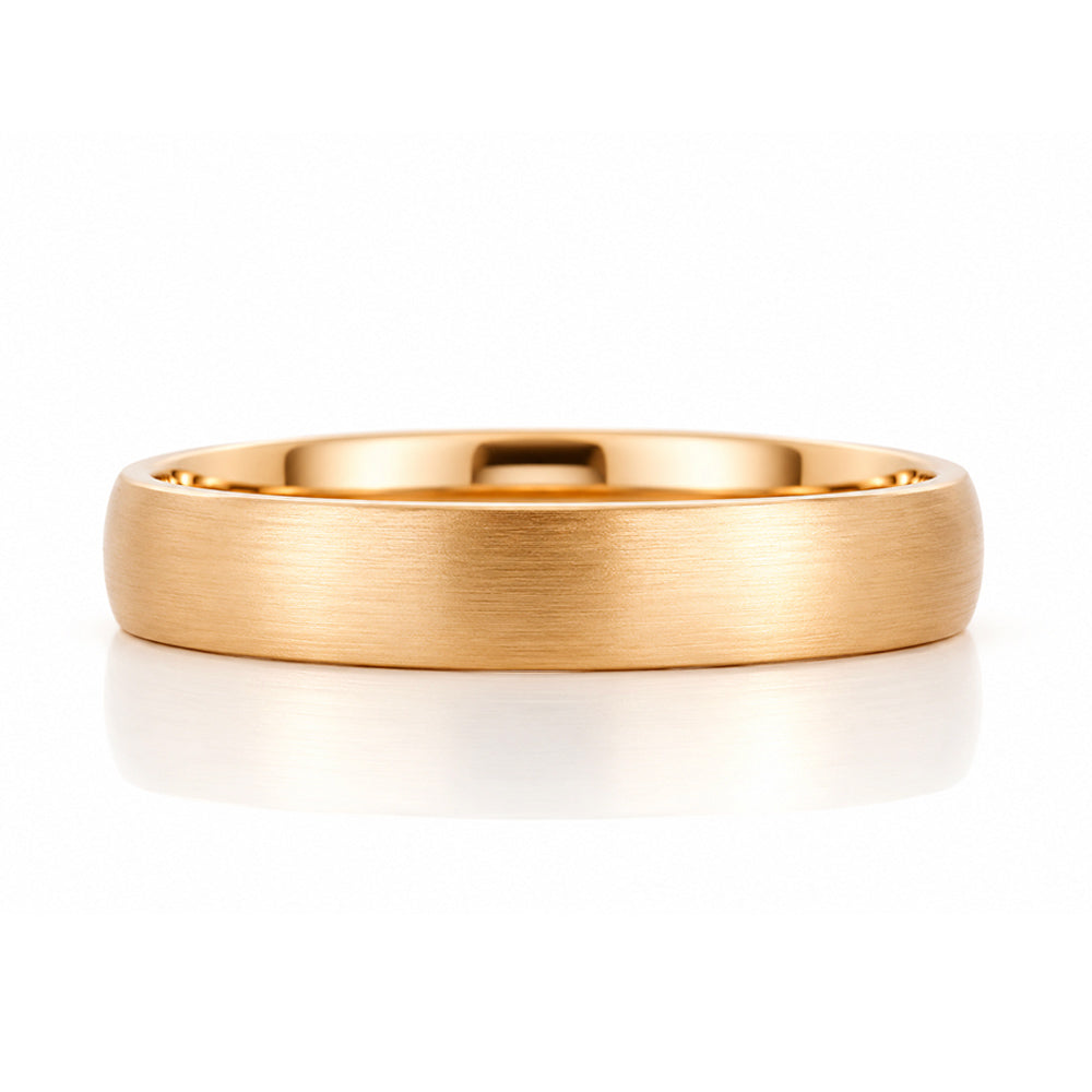 James, a Men's Comfort Fit Gold Wedding Band - Brushed - Victoria's Jewellery