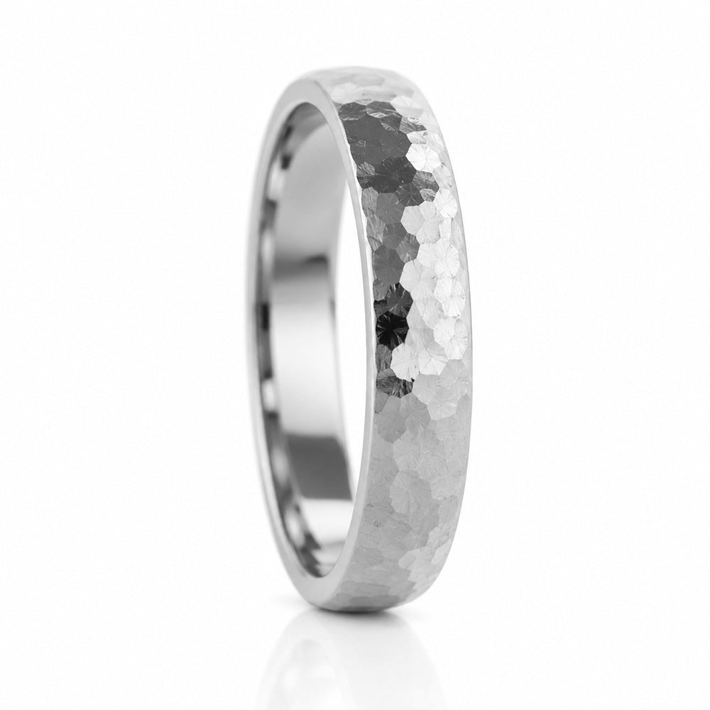 James, a Men's Comfort Fit Gold Wedding Band - Hammered - Victoria's Jewellery