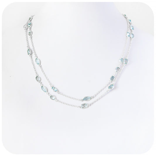 Sky Blue Topaz mixed cuts Necklace - Victoria's Jewellery