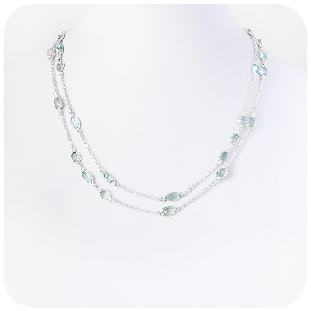 Sky Blue Topaz mixed cuts Necklace - Victoria's Jewellery