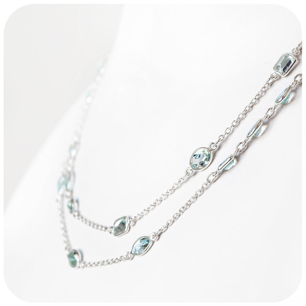 Sky Blue Topaz mixed cuts Necklace - Victoria's Jewellery