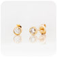 brilliant round cut moissanite stud earrings in a bezel tube yellow gold design - Victoria's Jewellery