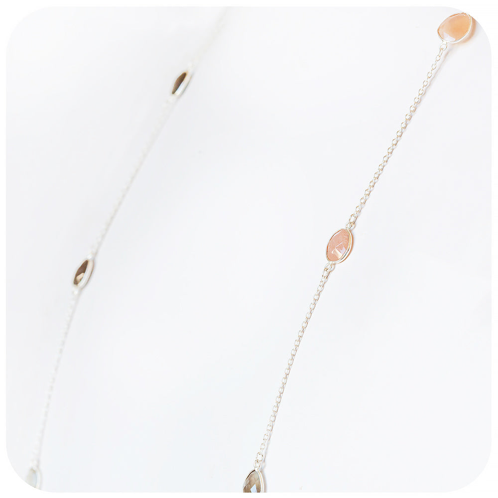 Sterling Silver Moonstone rope Necklace - Victoria's Jewellery