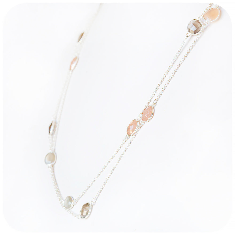 Sterling Silver Moonstone rope Necklace - Victoria's Jewellery