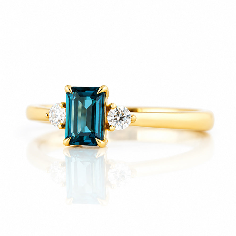 Bea, London Blue Topaz and Diamond Ring - Victoria's Jewellery