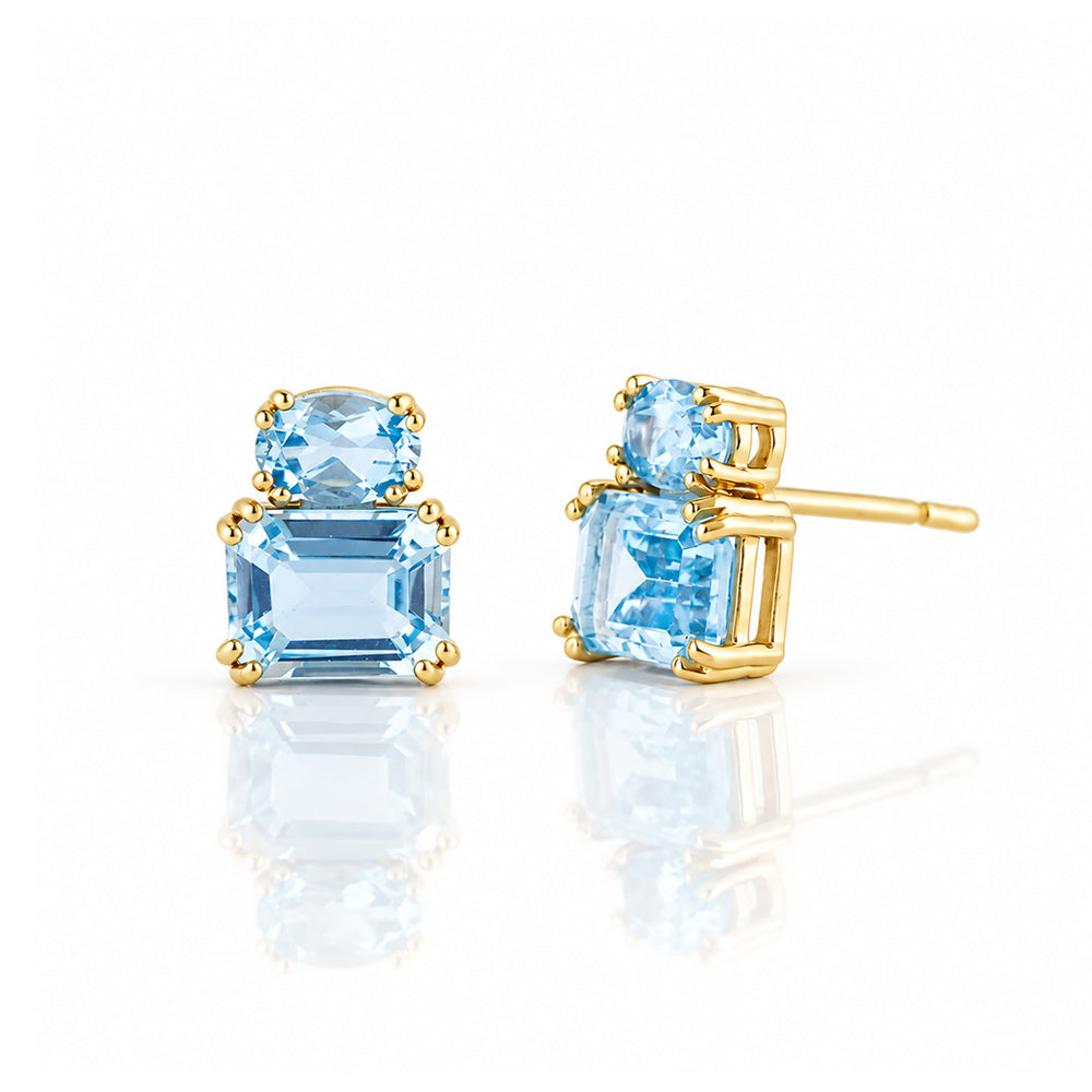 Charlotte, Sky Blue Topaz Stud Earrings - Victoria's Jewellery