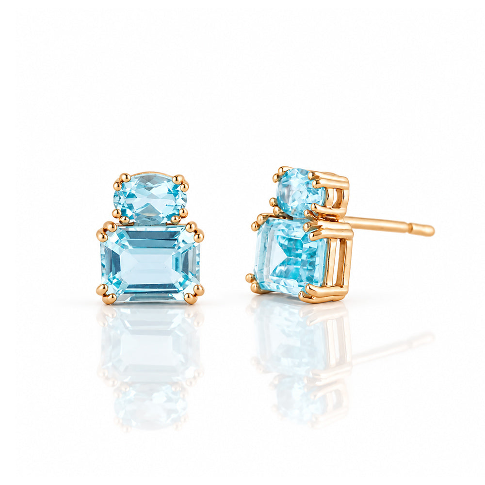 Charlotte, Sky Blue Topaz Stud Earrings - Victoria's Jewellery