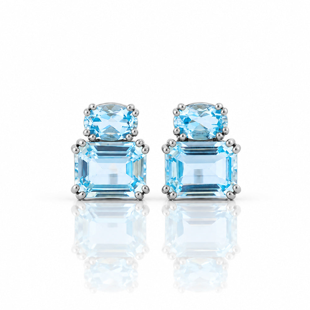 Charlotte, Sky Blue Topaz Stud Earrings - Victoria's Jewellery