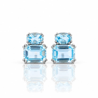 Charlotte, Sky Blue Topaz Stud Earrings - Victoria's Jewellery