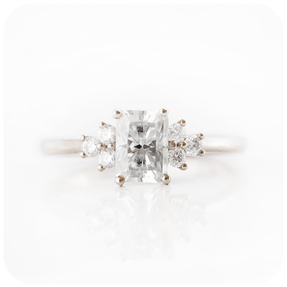 radiant emerald cut moissanite engagement ring - Victoria's Jewellery