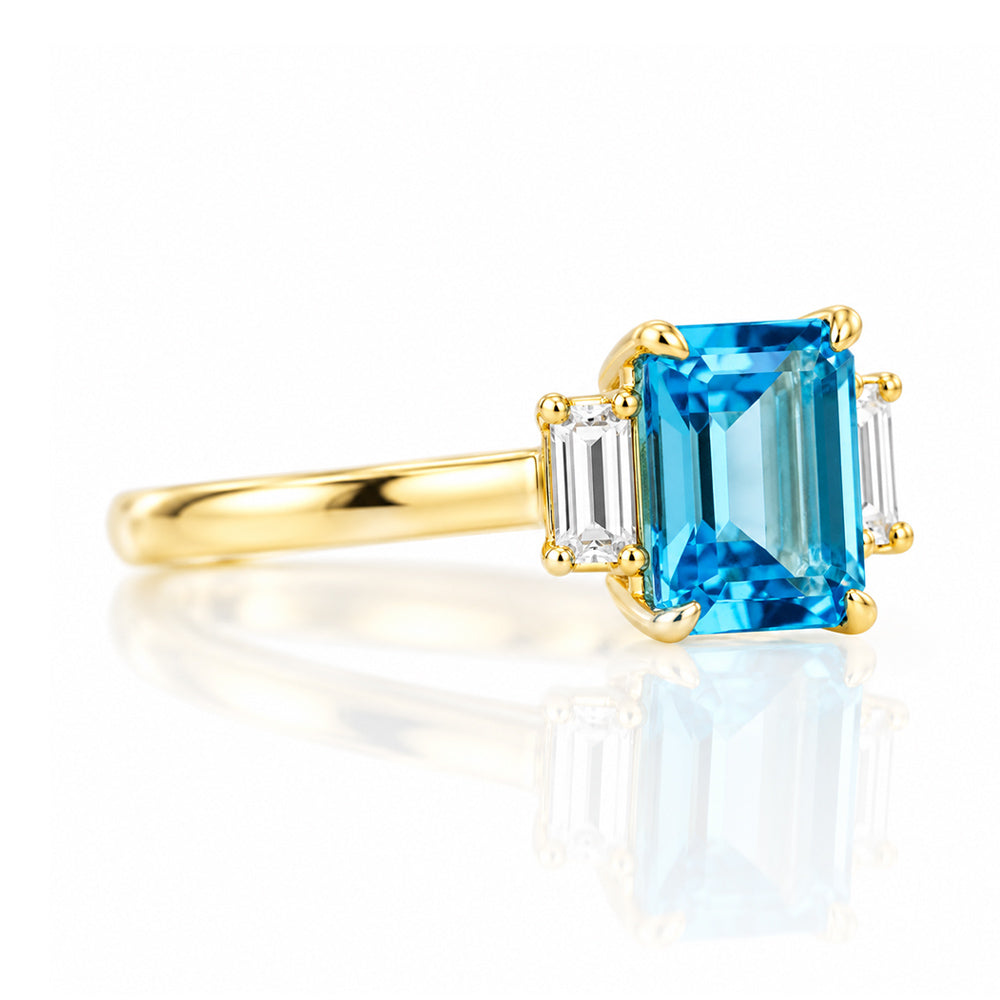 Lisa, Swiss Blue Topaz and Lab Diamond Ring - Victoria's Jewellery