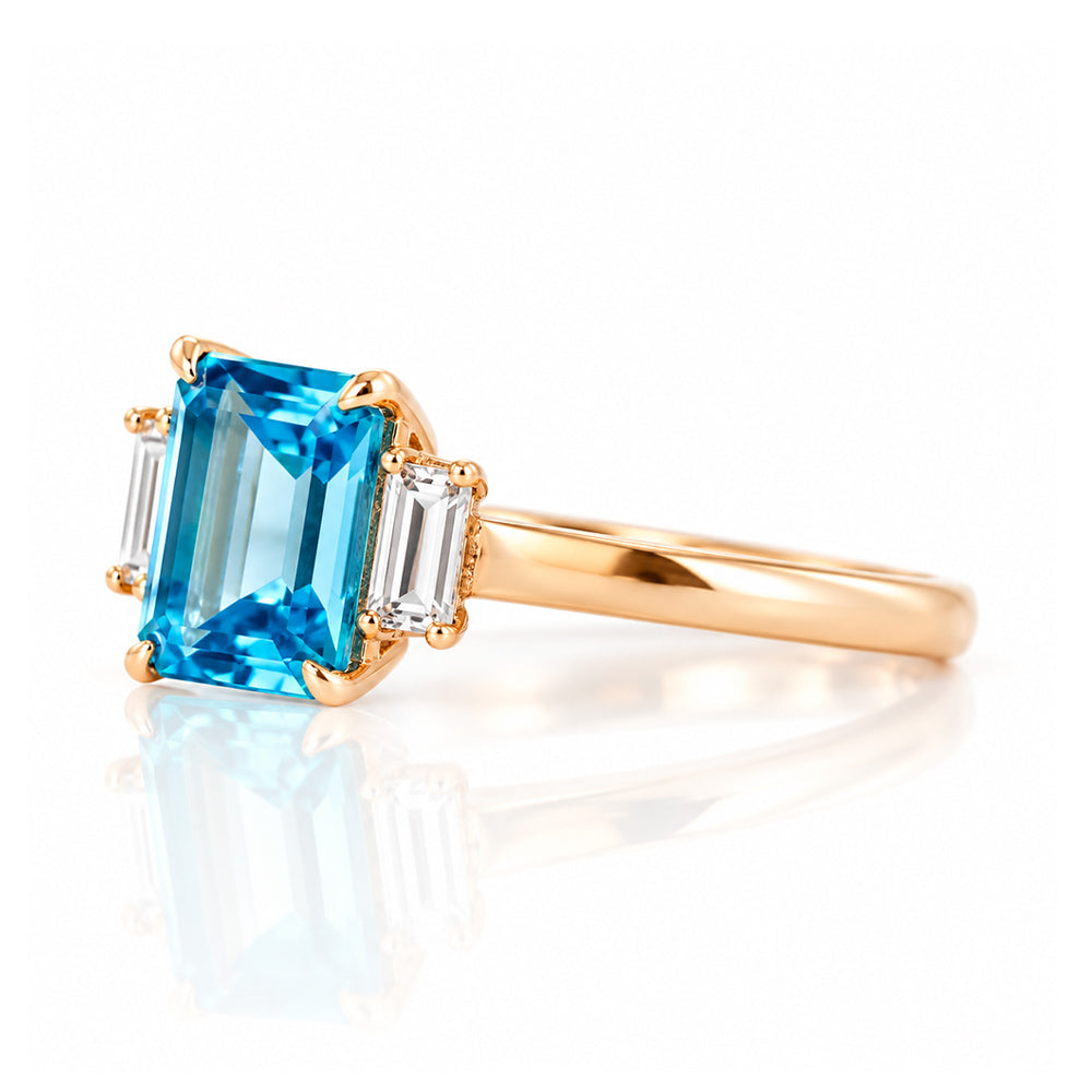 Lisa, Swiss Blue Topaz and Lab Diamond Ring - Victoria's Jewellery