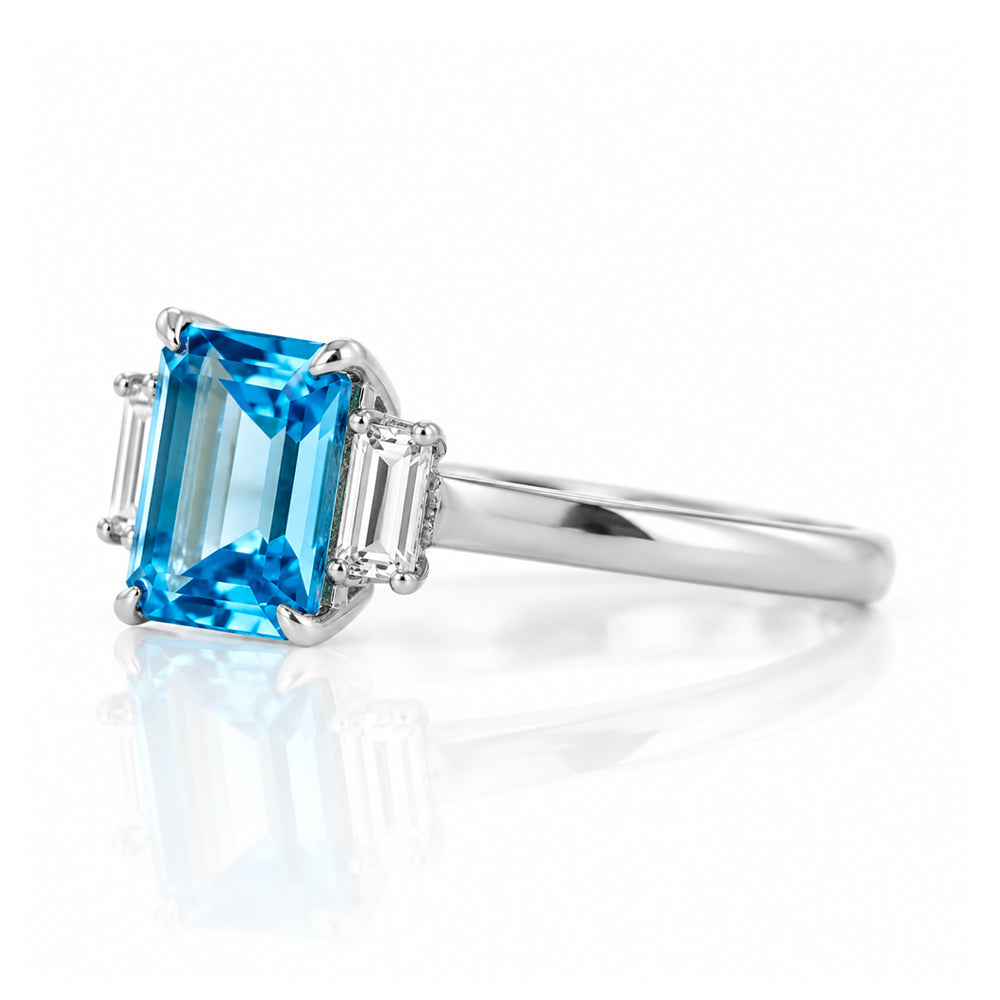 Lisa, Swiss Blue Topaz and Lab Diamond Ring - Victoria's Jewellery