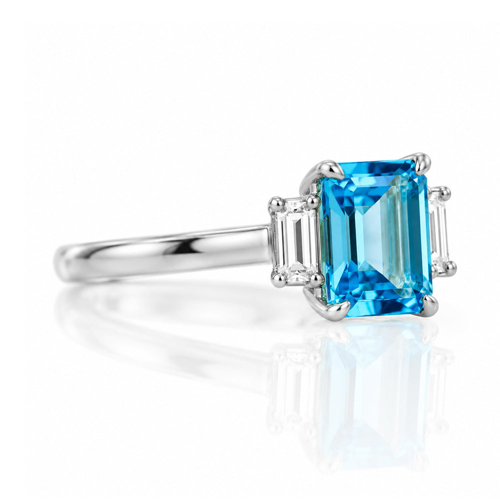 Lisa, Swiss Blue Topaz and Lab Diamond Ring - Victoria's Jewellery