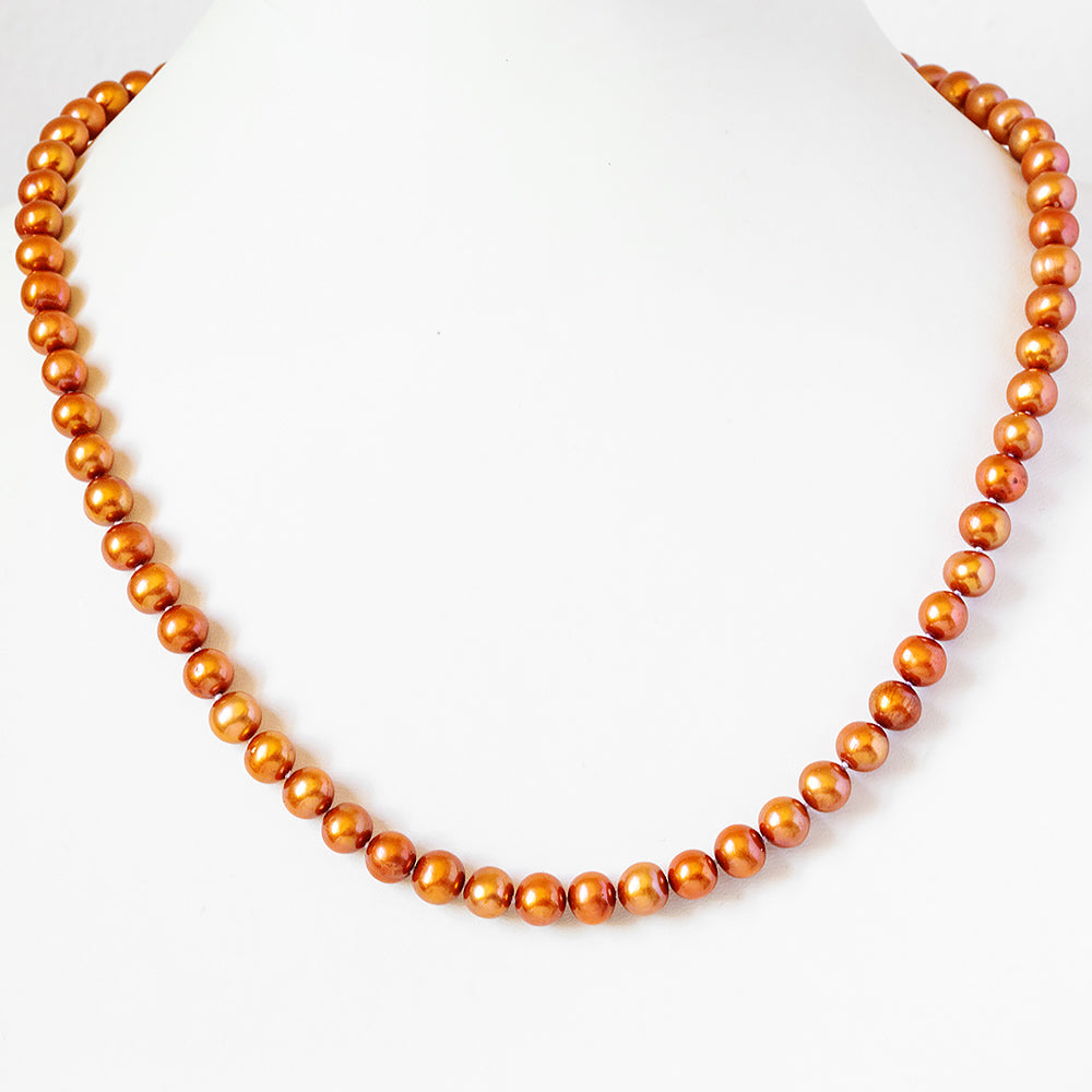 Luscious Golden Orange Fresh Water Pearl Necklace