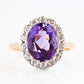 Athena, Amethyst and Diamond Halo Ring - Victoria's Jewellery