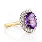 Athena, Amethyst and Diamond Halo Ring - Victoria's Jewellery