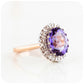 Oval cut Amethyst and Diamond Halo Engagement Ring - Victoria's Jewellery