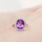 Athena, Amethyst and Diamond Halo Ring - Victoria's Jewellery