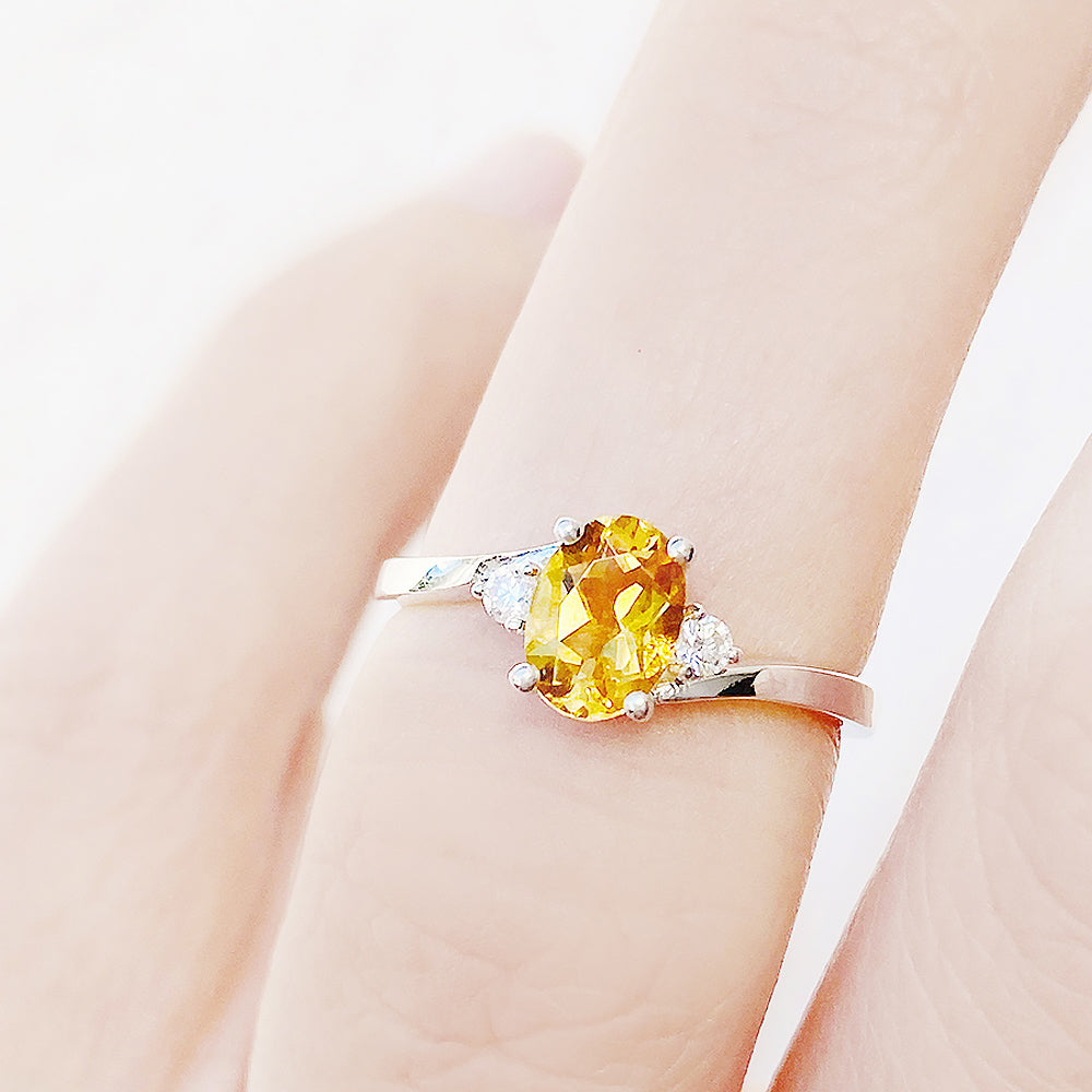Georgie, a Citrine and Diamond Trilogy Ring