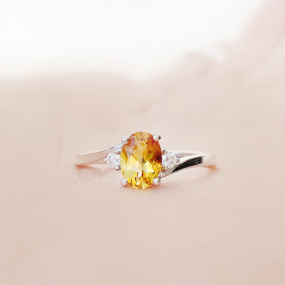 Georgie, a Citrine and Diamond Trilogy Ring