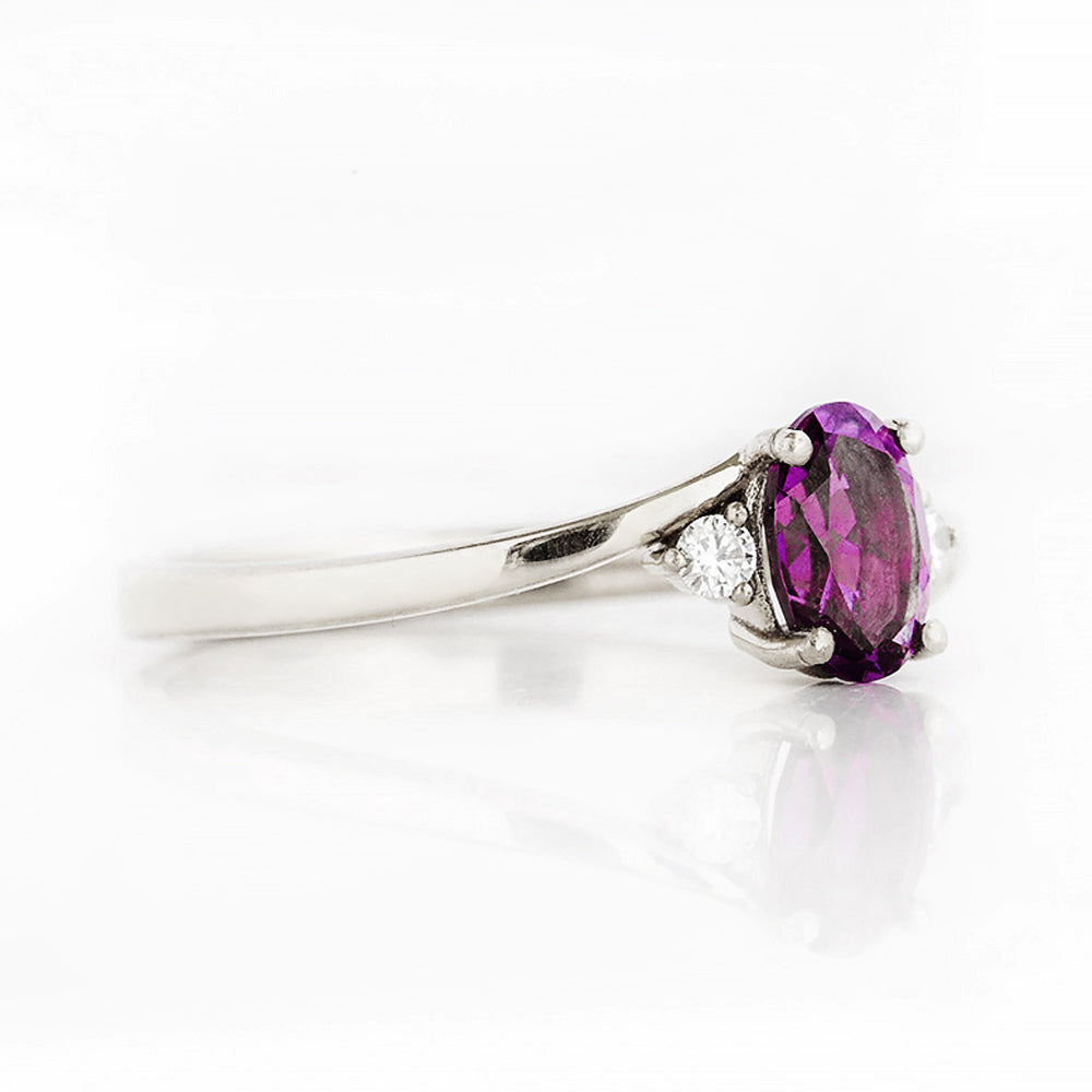 Georgie, an Amethyst and Diamond Trilogy Ring
