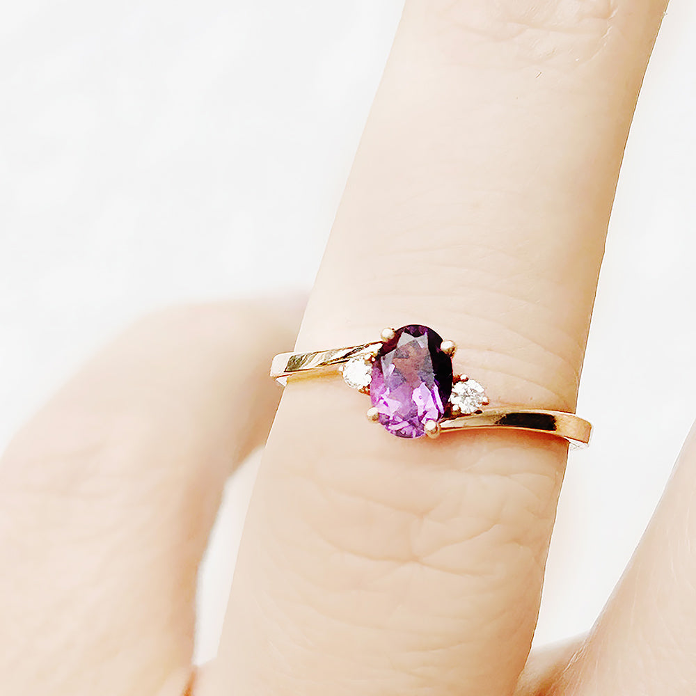 Georgie, an Amethyst and Diamond Trilogy Ring
