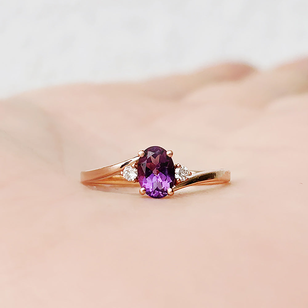 Georgie, an Amethyst and Diamond Trilogy Ring