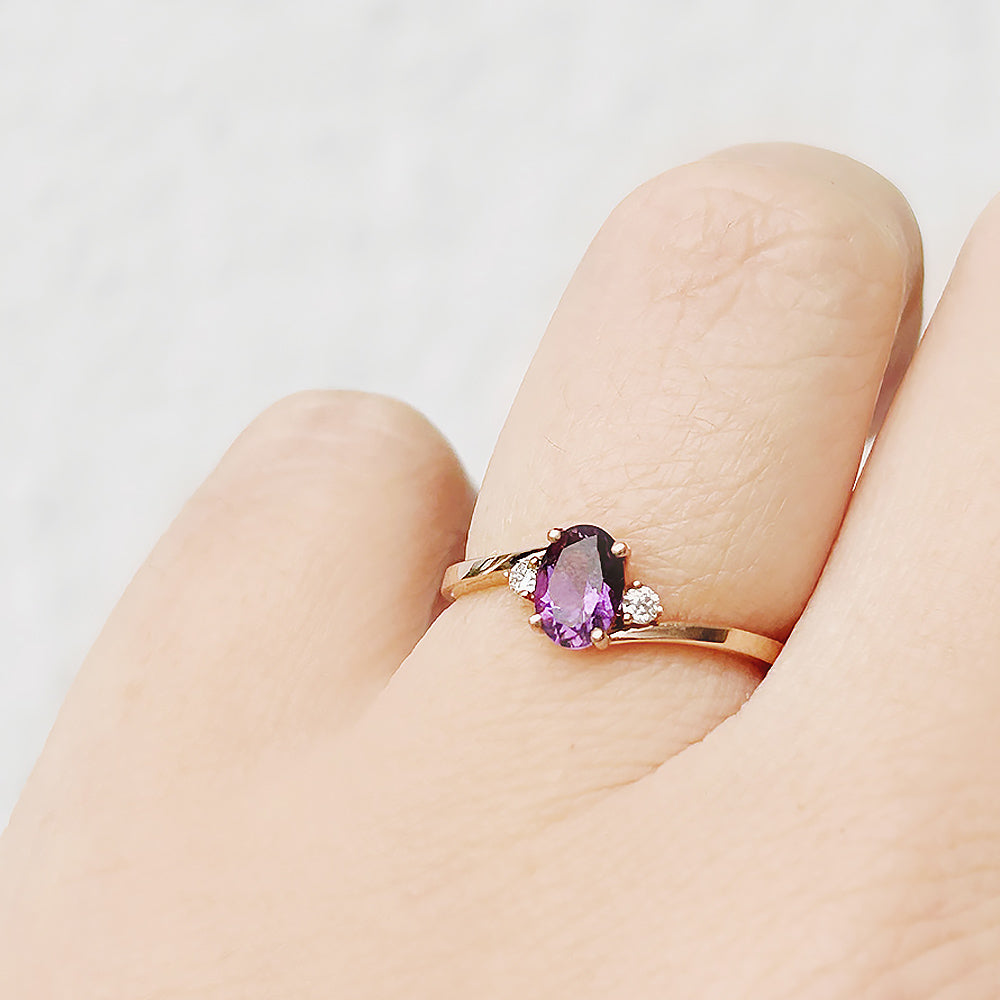 Georgie, an Amethyst and Diamond Trilogy Ring