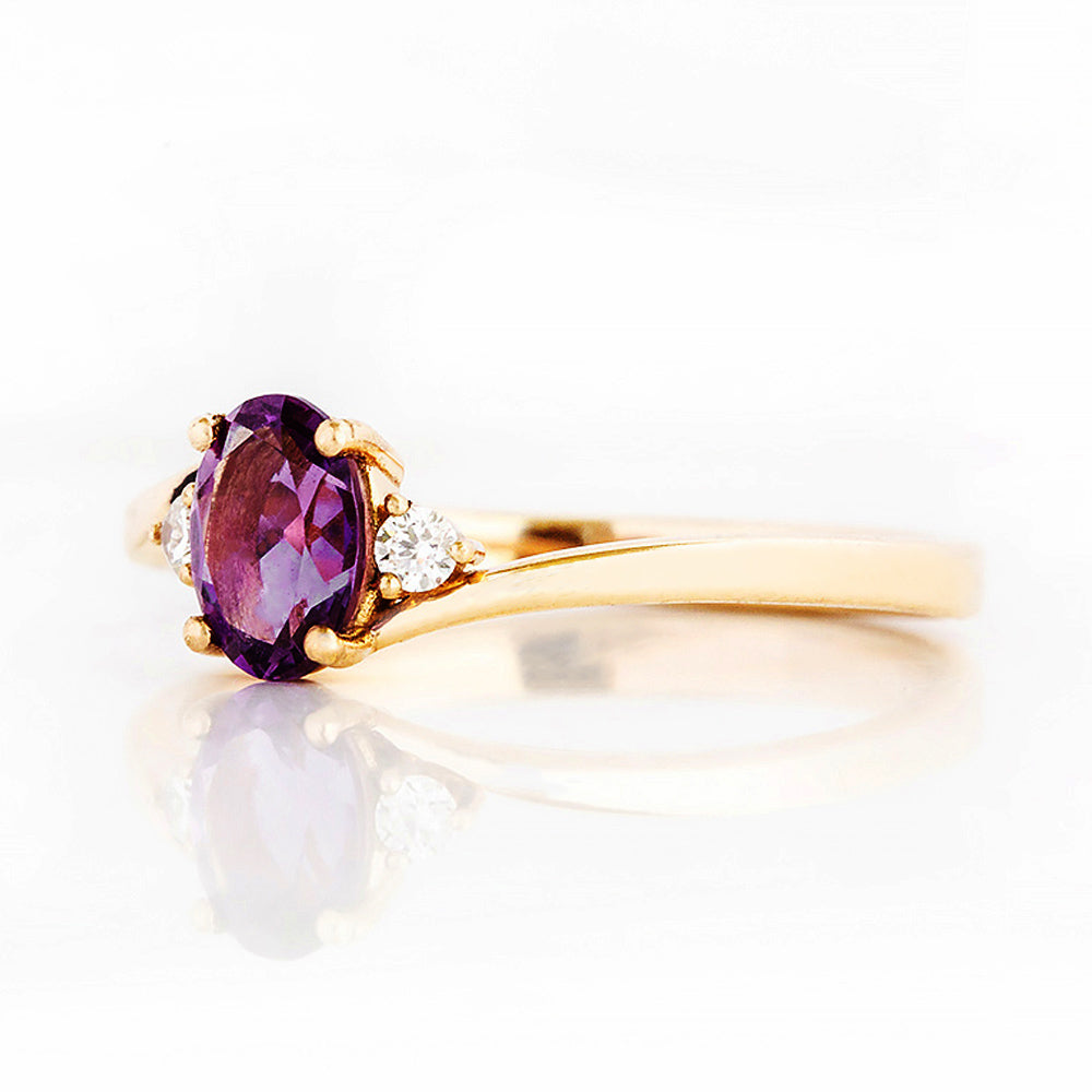Georgie, an Amethyst and Diamond Trilogy Ring