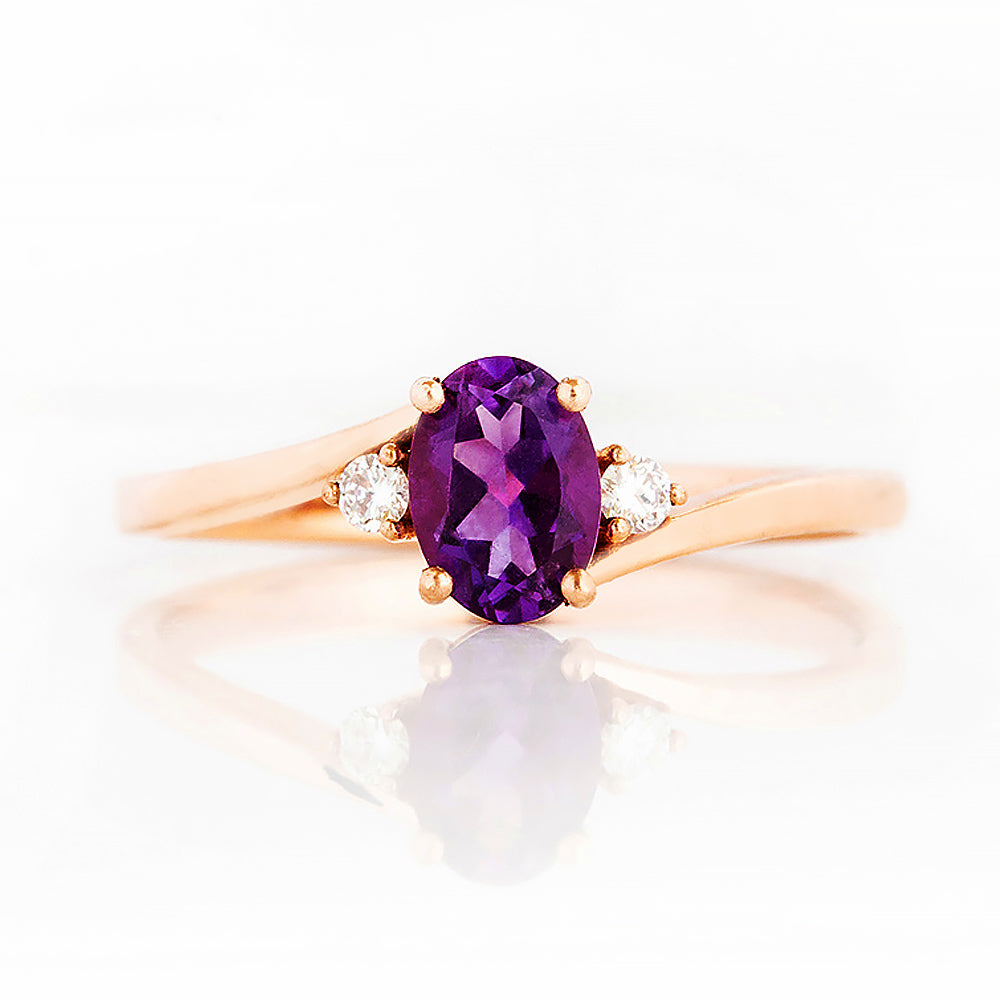 Georgie, an Amethyst and Diamond Trilogy Ring