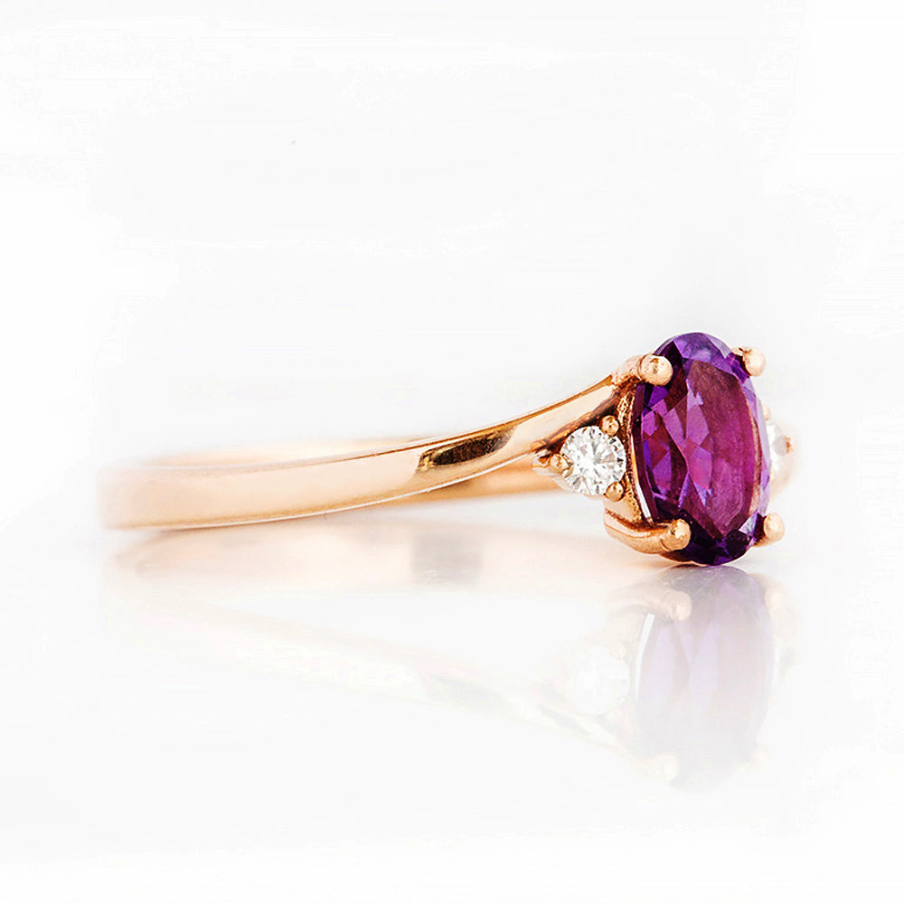 Georgie, an Amethyst and Diamond Trilogy Ring