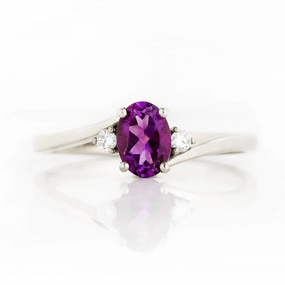 Georgie, an Amethyst and Diamond Trilogy Ring