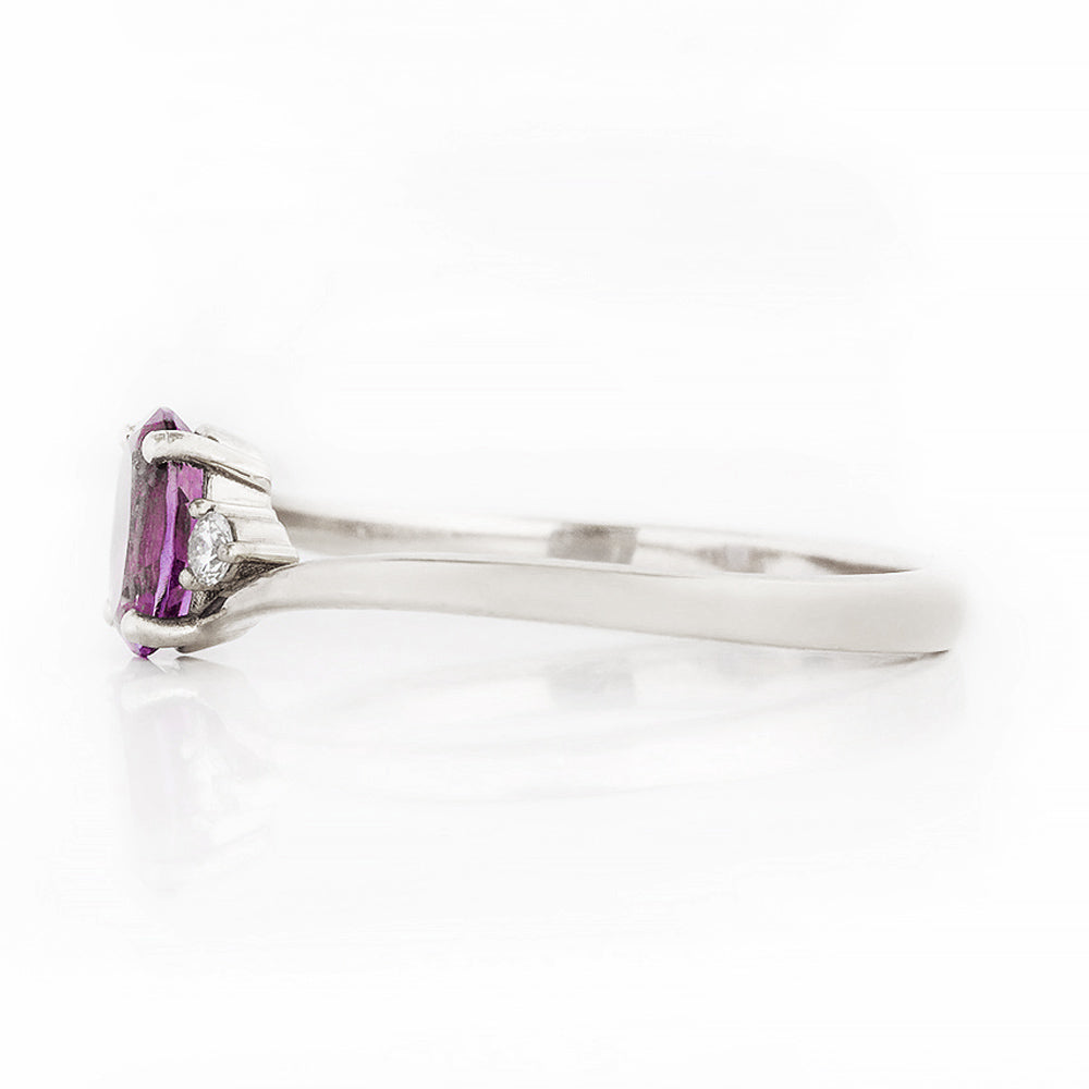 Oval cut Amethyst and Diamond Trilogy Engagement Ring in White Gold - Victoria's Jewellery