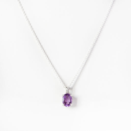 Luna, an Oval cut Amethyst Necklace - 8x6mm