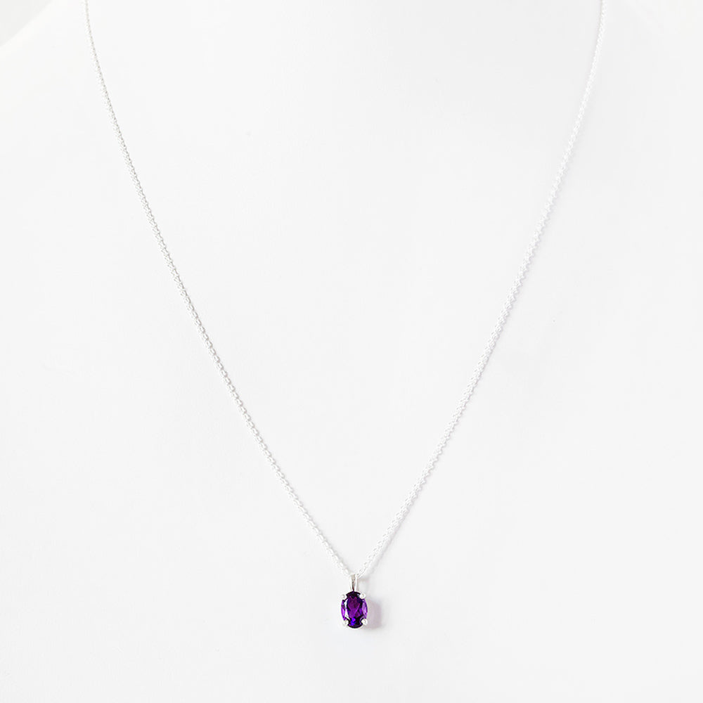 Oval cut Amethyst Solitaire Necklace - Victoria's Jewellery