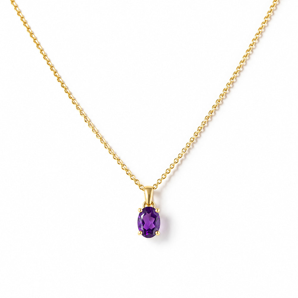 Luna, Oval cut Amethyst Pendant - 7x5mm - Victoria's Jewellery