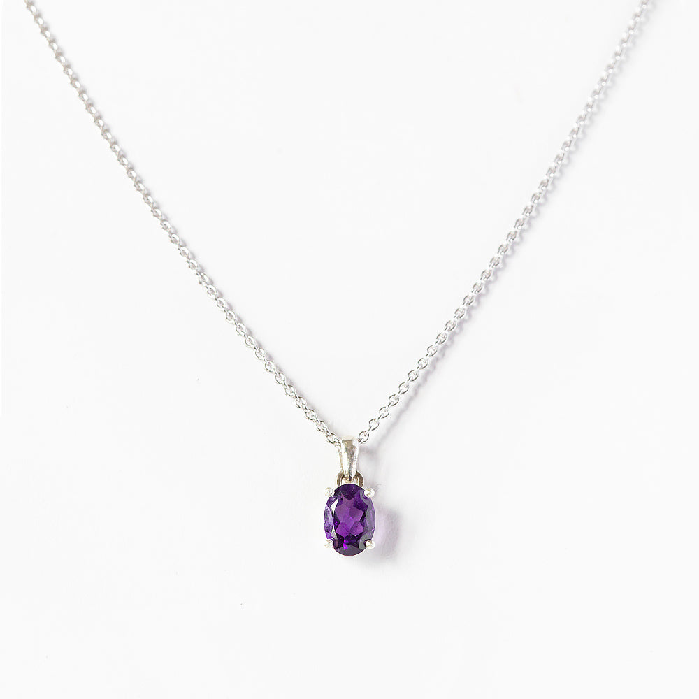 Oval cut Amethyst Solitaire Necklace - Victoria's Jewellery