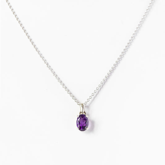 Oval cut Amethyst Solitaire Necklace - Victoria's Jewellery