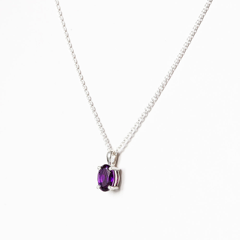 Oval cut Amethyst Solitaire Necklace - Victoria's Jewellery