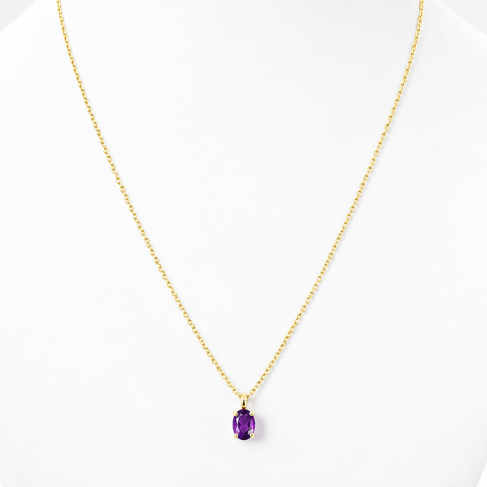Luna, Oval cut Amethyst Pendant - 7x5mm - Victoria's Jewellery